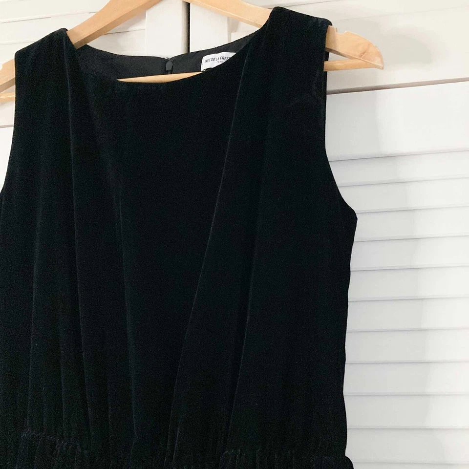 Ines De La Fessange Uniqlo Dress Size Small Black Velvet Sleeveless Midi Velour - Image 4 of 4
