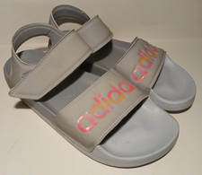 Adidas Adilette Slide Sandals With Strap Light Gray Pink Size 8 Comfort Walking