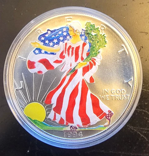 1994 American Eagle New York Mint Colorized Bullion-0.999 Silver 1 Oz Art Coin