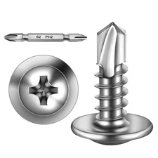 300Pcs #8X5/8 Self Tapping Screws for Metal, 410 Sheet Metal Screws, Stainless S