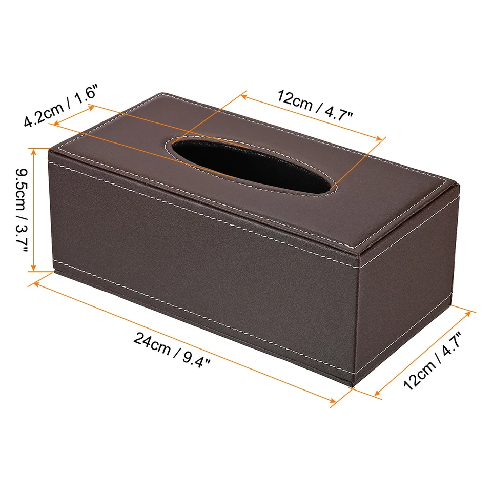 9.4x4.7x3.7" Caja de Pañuelos Cubierta PVC Cuero Impermeable Servilletas Dispensador Marrón Foto 2 de 4