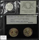 1943 Walking Liberty Silver Half Dollar 50C Old Photo Certificate AGA MS 64
