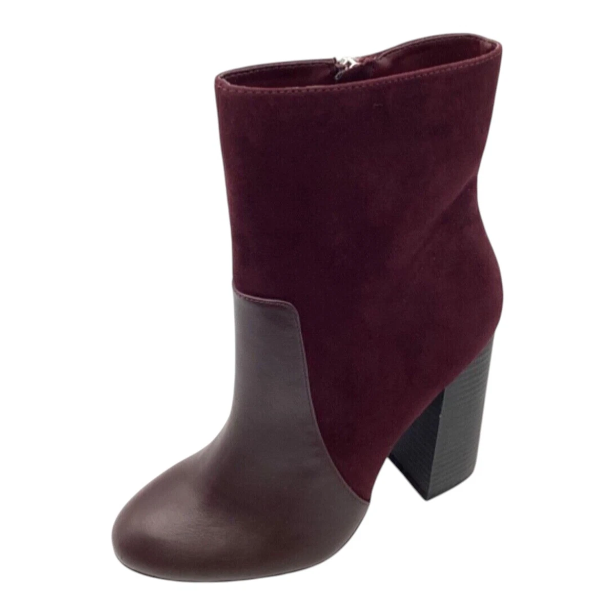 Anne Michelle Mujer Botines Reino Unido 4 Borgoña Imitación Gamuza Tacón Bloque Invierno