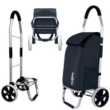 Ultra-Lightweight Foldable Grocery Cart with 40L Capacity, Soft Rolling Wheel...