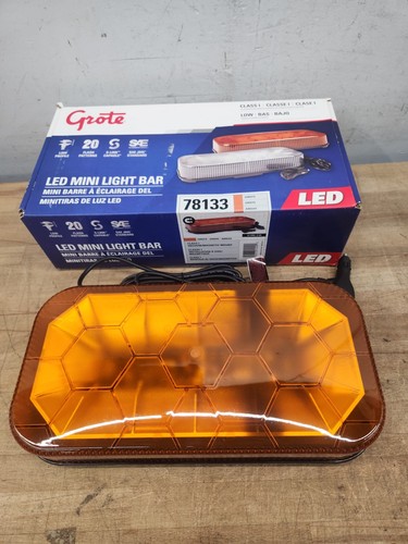 Grote 78133 Class I Led Light Bar Strobe Beacon, Vacuum/Magnetic Mount, Amber