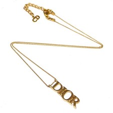 Christian Dior Logo Gold Plated Chain Necklace F107