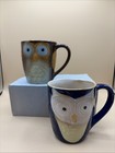 Gibson Elite Couture Owl City Mug~Hand Painted Embossed Stoneware~Set of 2 — photo 1