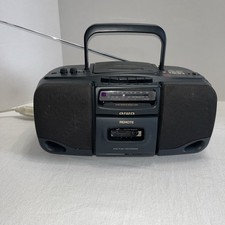 Aiwa CSD-EX220U Compact Disc Stereo Radio Cassette Recorder Black Tested Works