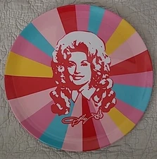 New Dolly Parton 14" Multi-color Melamine Serving Tray Plate Platter
