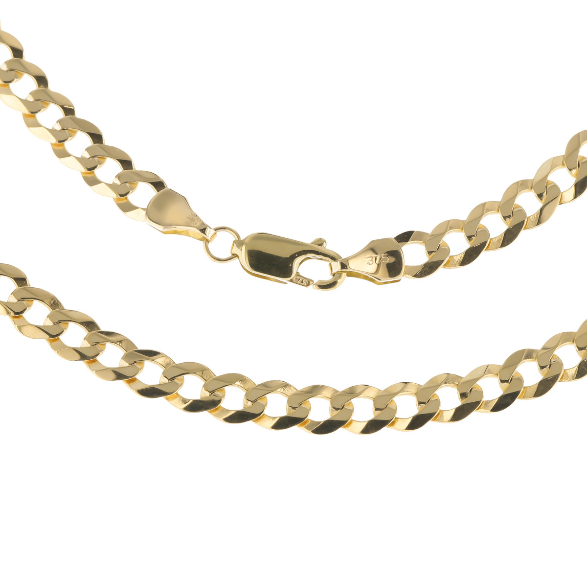 Boys 9ct Gold 5mm Flat Bevelled Curb Chain Necklace