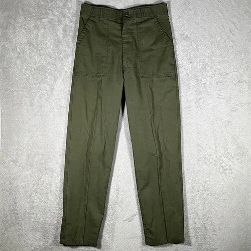 Vintage 70s Military OG-507 Pants Green Sateen Vietnam Era Trousers 30x31 Zipper