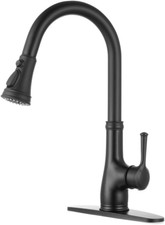 Matte Black Pull-Down Kitchen Faucet with Single Handle and Sprayer