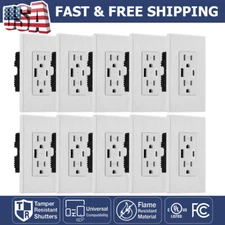 USB Wall Outlet w/Type C Ports Charger AC Power Receptacle Plate Panel 15A 125V