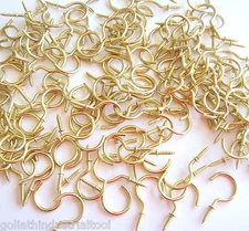 144 GOLIATH BRASS 1-1/4" CUP HOOKS CH114 SCREW PLANT HANGER KEY JEWELRY HOLDER 