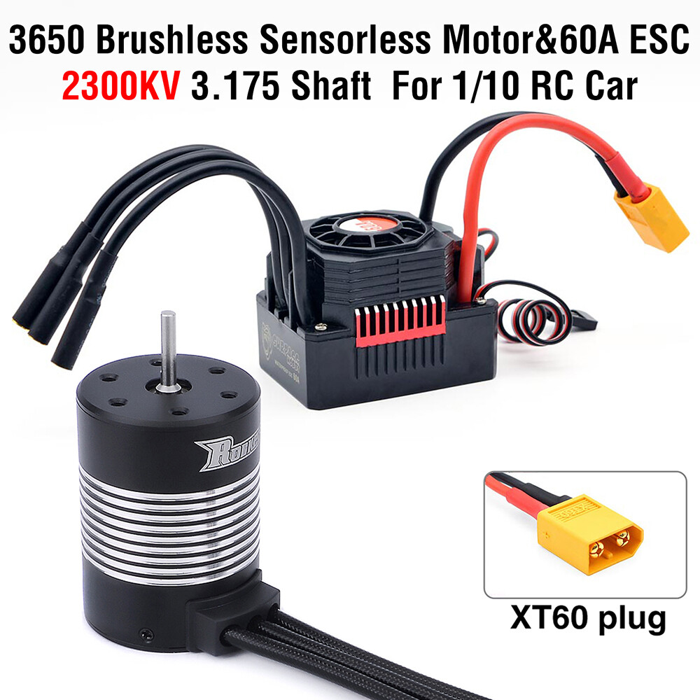 Moteur Brushless 3650 2300KV étanche + Régulateur ESC 60A - Pour Voiture RC 1/10 électrique - NEUF