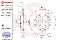 2X Brembo 09.A404.11 Bremsscheibe FüR Chrysler Dodge Lancia