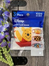 Disney Cloth Face Masks Kids Winnie the Pooh  3 Washable Pack Age 4  Up NEW