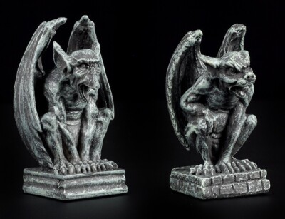 Mini Gargoyle Figuren - 2er Set - Gothic Dämonenwächter Drache Dekostatuen 