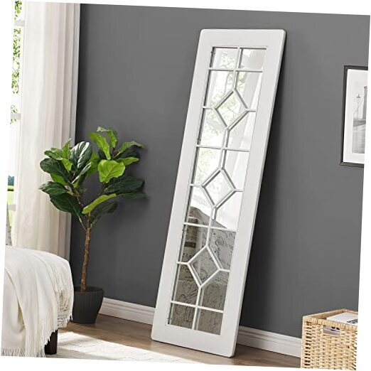 White Esmeralda Standing Mirror, Full Length Leaning or Wall-Mounted Cottage