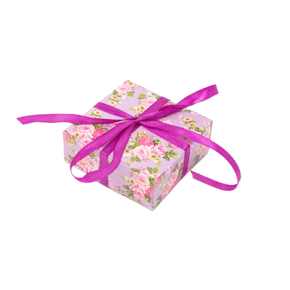 FLORAL Vintage Square GIFT BOXES Wedding Favour Chocolates | Includes Ribbon - Image 4 of 4