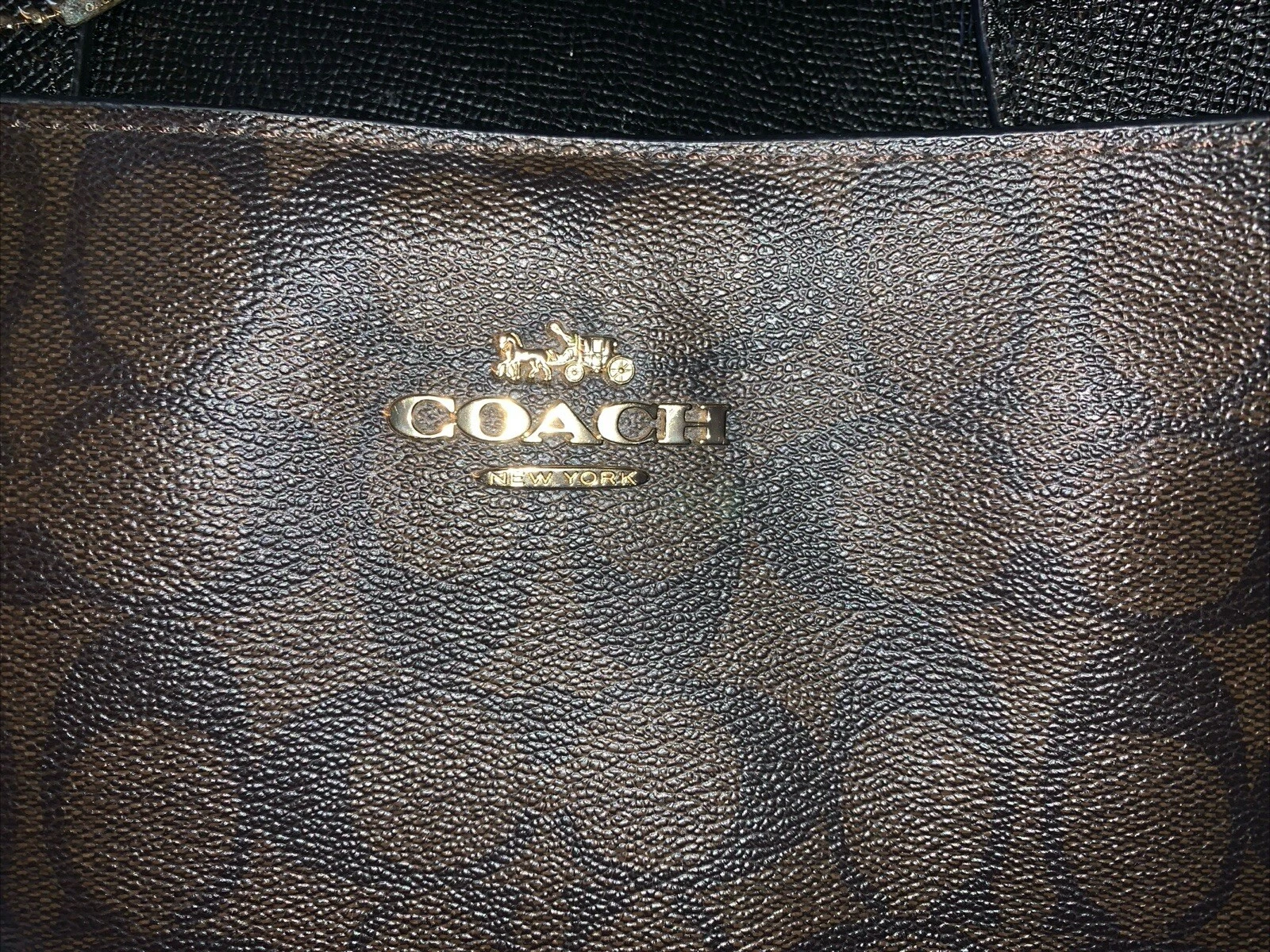 Borsa Coach Casey F31475 Signature Canvas nera marrone scuro multitasche