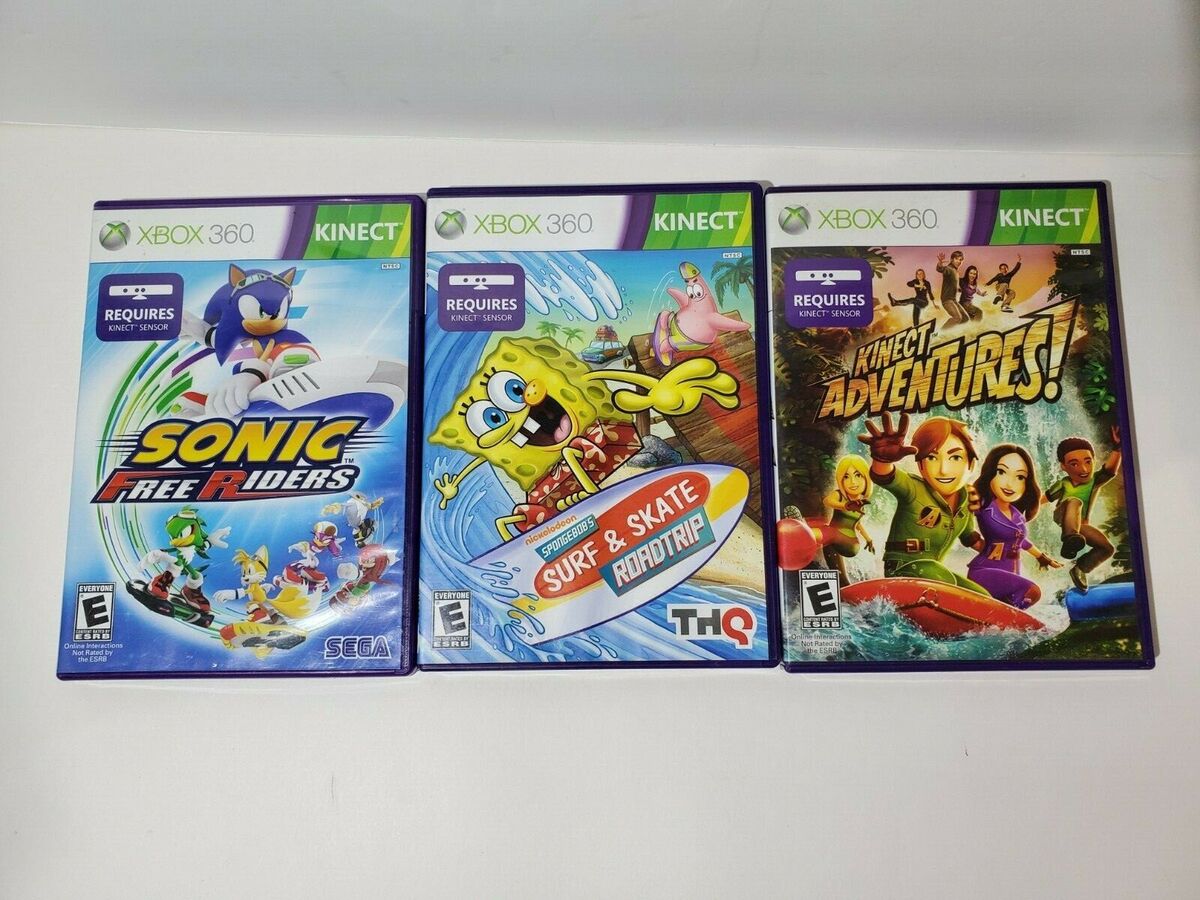 Lot (3) Microsoft Xbox 360 Kinect Games Sonic Free Riders Spongebob Surf &  Skate