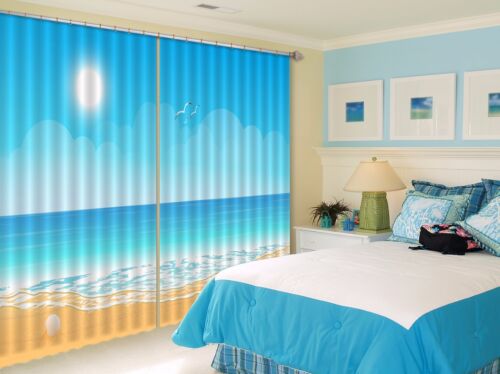 3D Sun Beach 283Blockout Photo Curtain Printing Curtains Drapes Fabric Window UK
