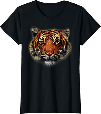 Tiger Eyes Animal Print Leopard Cheetah Head Gift Ladies' Crewneck T-Shirt