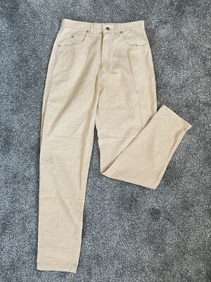 Vintage Fendi Peach/pink Zucca FF Monogram Printed Jeans Size