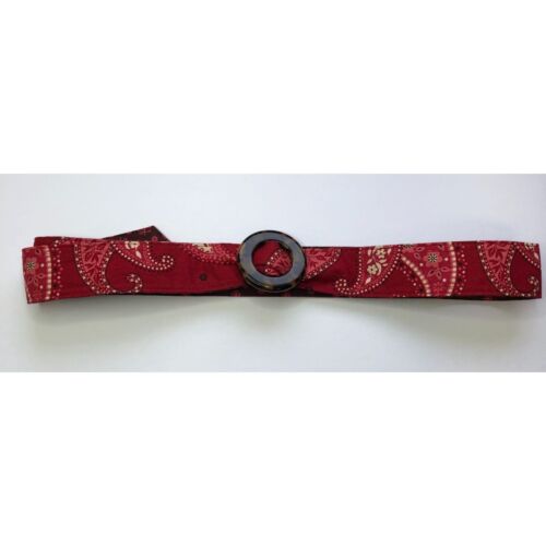 Vera Bradley Women Red Mesa Fabric Paisley Print Ring Belt 44" - Picture 1 of 5