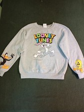 LOONEY TUNES Sweatshirt Size M Gray Bugs Bunny Tweety Daffy Duck