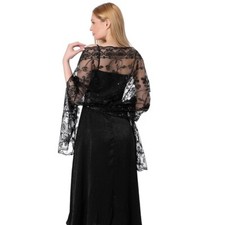 Women Sequin Floral Shawl Wraps Shoulder Shrug Cape Wedding Party Cocktail Prom