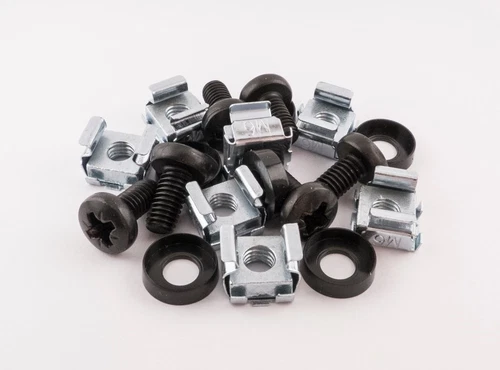 100 Pack of BLACK M6 Cage Nuts Screws 19" Data Network Rack Cabinet Mount PDU