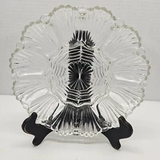 Anchor Hocking Indiana Glass Deviled Egg/Shellfish Clear Platter/Tray Vintage