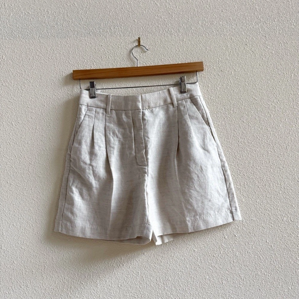 Aritizia Wildfred Alanya Linen Shorts in Natural Ecru Size 6