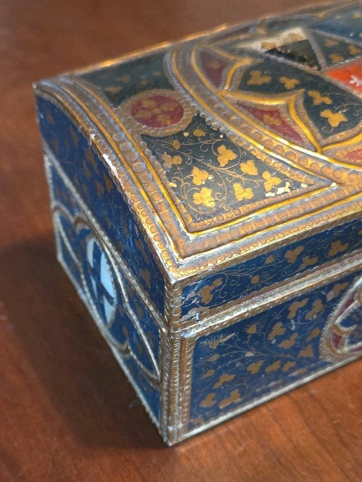 Antique Italian Small Dome Top Valuables Chest Box Renaissance Style - Image 4 of 4