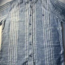Original Weatherproof vintage Med Men’s SS Shirt 55% Linen 45% Cotton Soft Blue