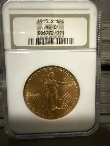 1915-S $20 ST GAUDENS GOLD DOUBLE EAGLE NGC MS64