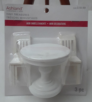 Ashland Tiny Treasures 3pc. White Miniature Table and Chairs New