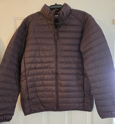 NWOT Uniqlo Ultra Light Down Jacket Mens LG Dk Brown Puffer Full Zip Packable
