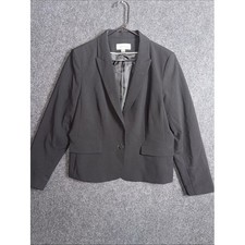 Calvin Klein Womens Black Two Button Career Blazer Jacket Size 14
