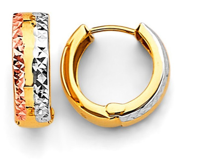 NEU 14K DREIFARBIGE GOLD HUGGIES OHRRINGE