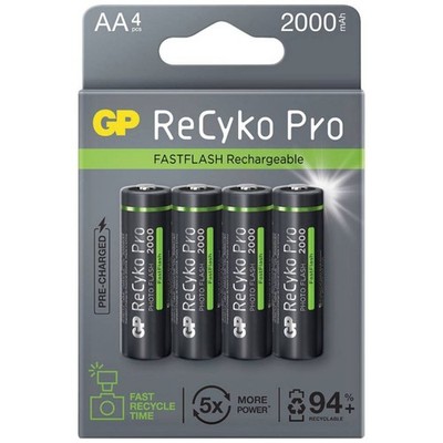 4x GP ReCyko Pro Photo-Flash AA-Akku AA Akku Batterie für Foto Blitz Blitzgerät