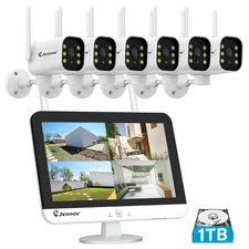5MP Security Camera System Wireless Outdoor WiFi with 12'' LCD Monitor 1TB HDD