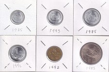 Set of 6 PRC China 80s-90s 1985 Great Wall of China 1 Yuan Coin Fen Jiao Lot C12
