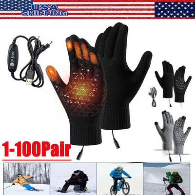 #ad Heated Gloves Electric Rechargeable Battery Hand Warm Windproof Thermal Winter $878.98