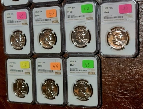 (14) Franklin Gem Proofs  90% Silver all NGC