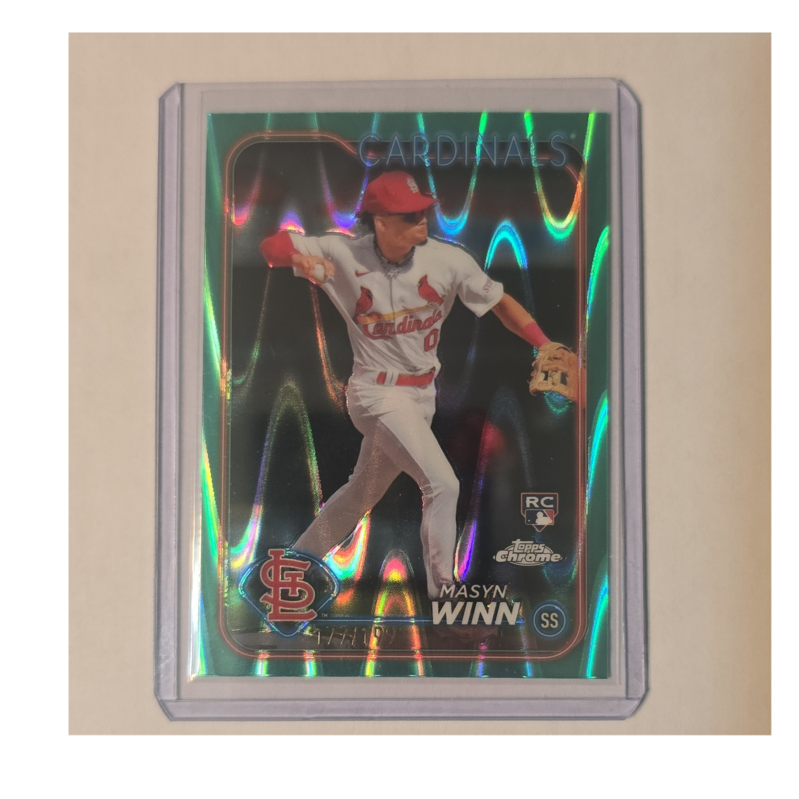 Topps 2024 Chrome Masyn Winn #189 Green RayWave Refractor Rookie /99 Cardinals