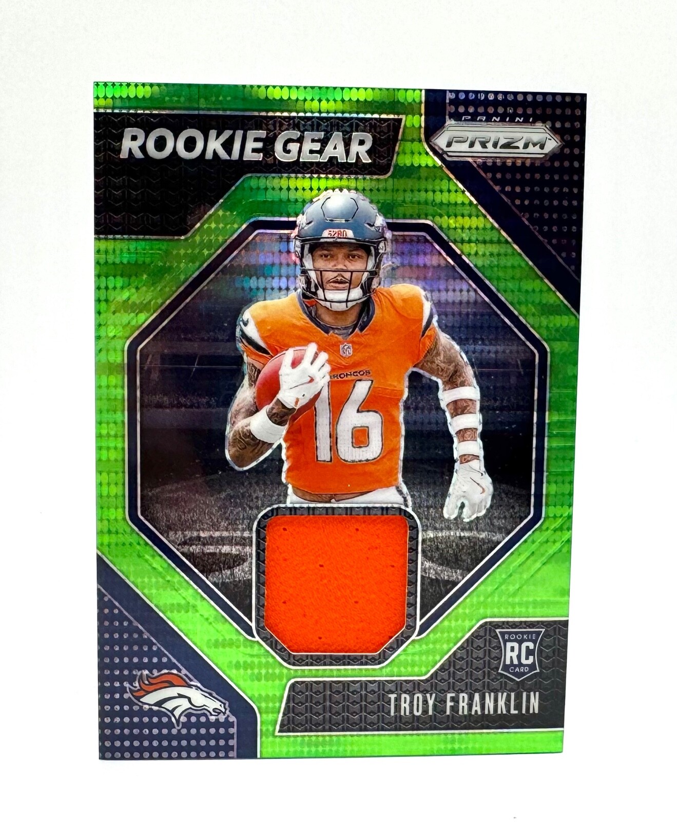 2024 Panini Prizm - Rookie Gear Neon Green Pulsar Prizm #RG-TFN Troy Franklin
