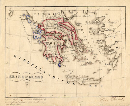 Antique Manuscript Map-EUROPE-GREECE-Van Bommel-1865 - Picture 1 of 1